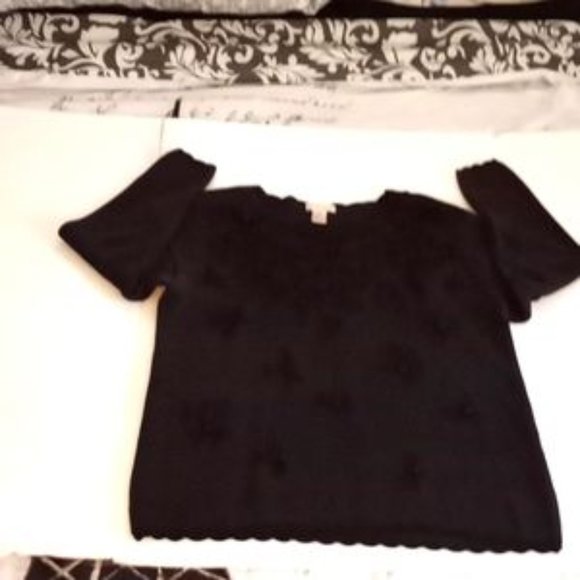 Vintage Laura Tyler Women's Faux Pearl Sweater - Size (M) - Black - Picture 6 of 7